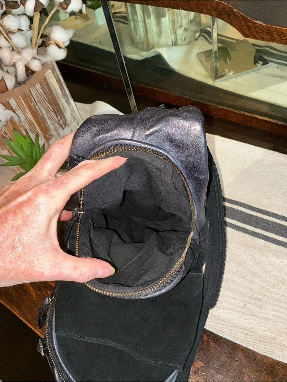 NWOT We The Free Leather Soho Convertible Sling Backpack Bag Black MSRP $128